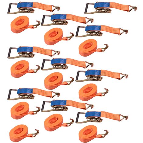 10pcs Correa de Trinquete Amarre 6mx50mm Manija De Hierro Doble Gancho Correas