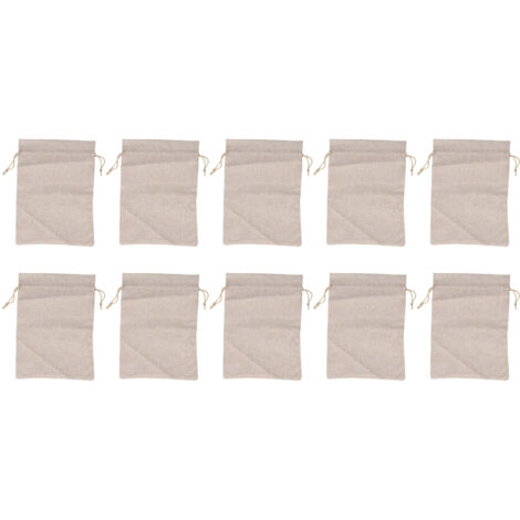 10Pcs Cotton Linen Bag Small Storage Drawstring Bag 9 X 6.7in Reusable Storage Bag for Bread Flowers
