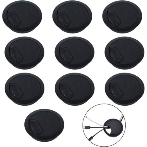 10pcs Couvercle de Filetage de Câble, Passe-Câbles Ronds 60mm en Plastique, Rangements de Câbles