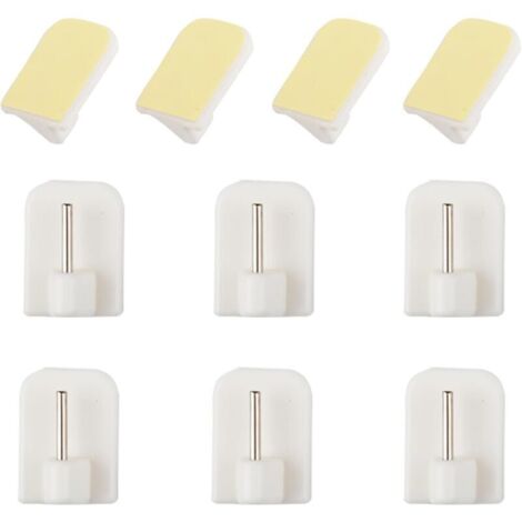 10Pcs Crochets Autocollants pour Barres de Rideaux Nettes Blanc Crochets Adhésifs Rideaux Crochet Fenêtre Adhésif pour enêtre Salle de Bain Cuisine Tringles à Rideaux (10PCS)