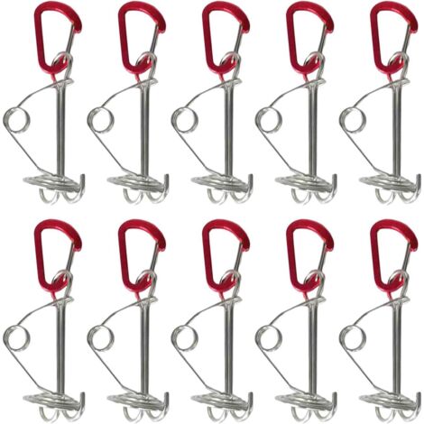 10pcs Deck Anchor Peg with Spring Buckle Hook Tool High Strength Tent Stakes Octopus Rope Tensioner