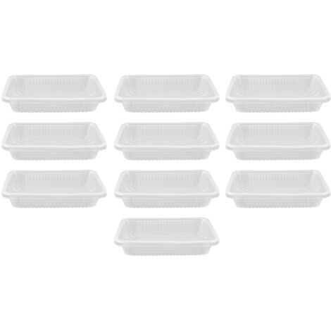 10PCS Disposable Lunch Box Microwavable Disposable Transparent Rectangular Food Container with Lid 500ML