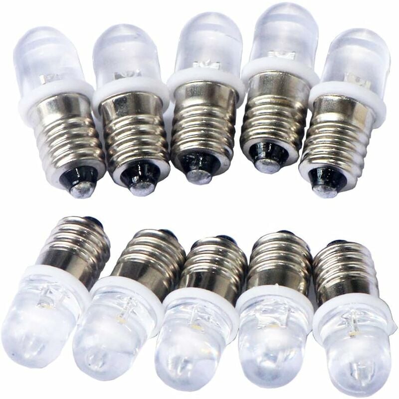 10pcs E10 12V Spot Ampoule LED Lampes Blanc chaud