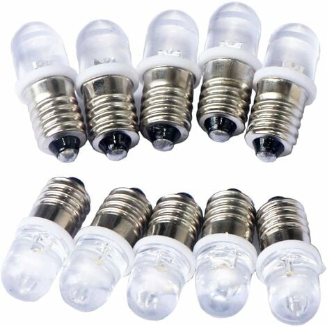 Ruiandsion 5 pièces 6 V E10 douille de Base ampoule LED 1 W blanc chaud  remplacer torche phare phare Mini lampe frontale ampoules de lampe de poche  : : Bricolage