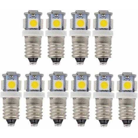 10pcs E10 6V Blanc froid ampoules LED 5SMD 0,5 W 50LM Les lamp（Blanc Froid）