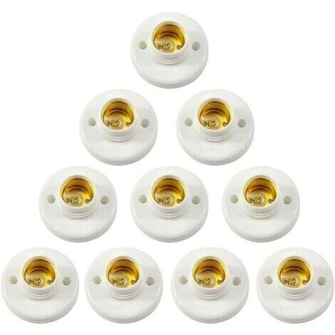 10Pcs E27 Support de Douille, Titulaire de Douille D'ampoule E27 E27 Douille à vis Ronde Plastique Support de Douille de Lampe à Vis D'ampoule Support Douille E27 Murale Plastique Pour plafonds muraux