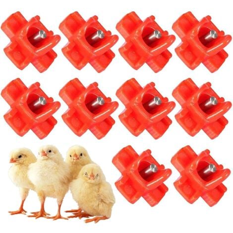 AOUGO 10pcs Eau Tetine Poulet Alimentateur, Abreuvoir Poulet Automatique, Abreuvoir a Poulet Bol d'eau en Plastique, pour Poule Volaille Canards Oiseau