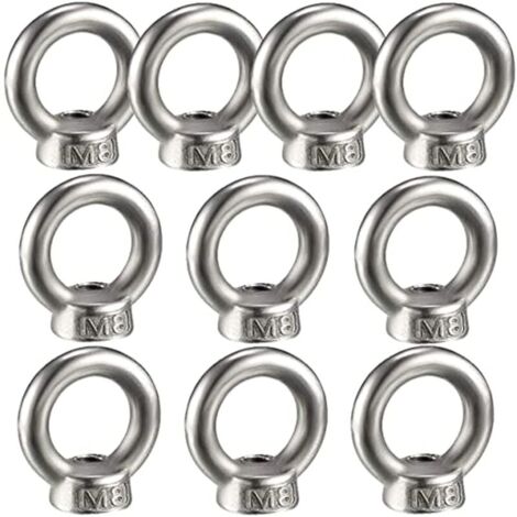 10PCS Écrou à oeil de levage, écrou à anneau femelle pour le levage de l'acier inoxydable 304Pack-of-10, M8-LIAIKI