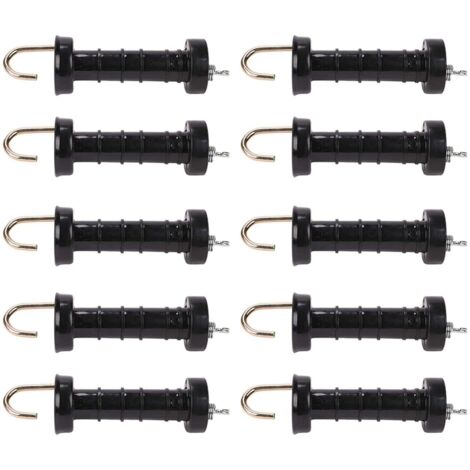 10Pcs Electric Fence Electronic Door Handle Arch Hook Gate Handle with Spring Tension Limiter and Large Attached Hook
