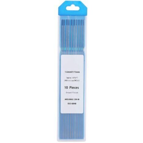 10Pcs Électrode de Soudage en Tungstène, Tige WY20 Électrode de Tungstène à Yttrium Baguettes Tête Bleue 1,6 mm pour Soudage de l'Acier Inoxydable Mince