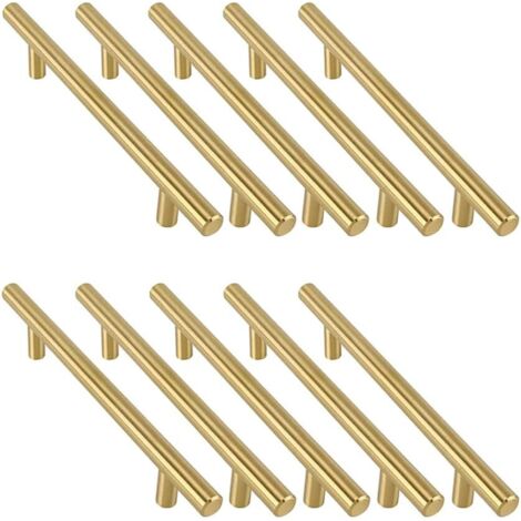 10pcs En Doré acier inoxydable Poignée de Meuble Cuisine Doré  -Poignée de Porte Cuisine Dorée Poignée Meuble Dorée Poignée Tiroir Entraxe 128mm
