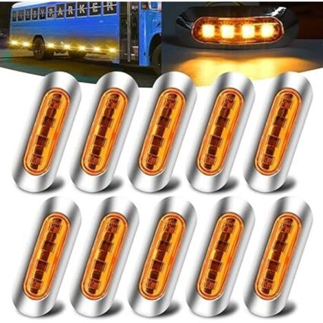 10PCS Feu de Position Latéral Ambra,Feux de Gabarit Latéraux LED DC 12V-24V Indicateur de Position Étanche avec Lunette Chromée pour Camion Remorque Bus Caravan Bateau Deck Courtoisie