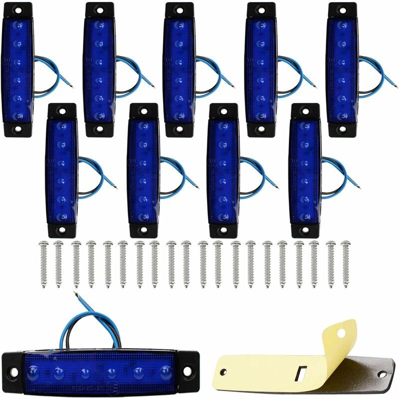 10Pcs Feux de Gabarit Latéraux LED,12V 24V Feux de Gabarit LED Arrière Avant Indicateur Feux de Gabarit Latéraux ((Bleu)