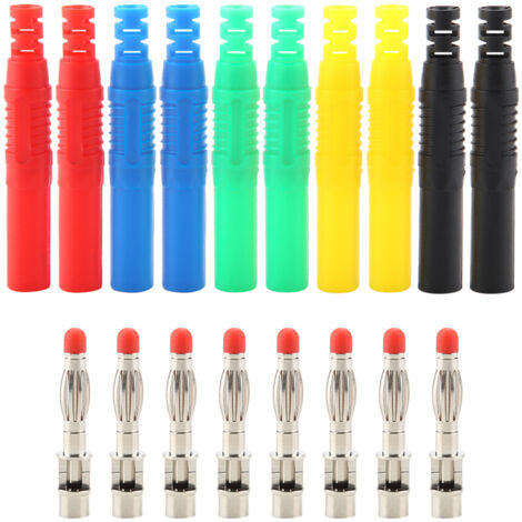 10pcs Fiche Banane Adaptateur, Connecteur Banane Prise P3013 Isolé 4 mm Nickelé Cuivre Plaqué Droit 4 mm Fiches Banane
