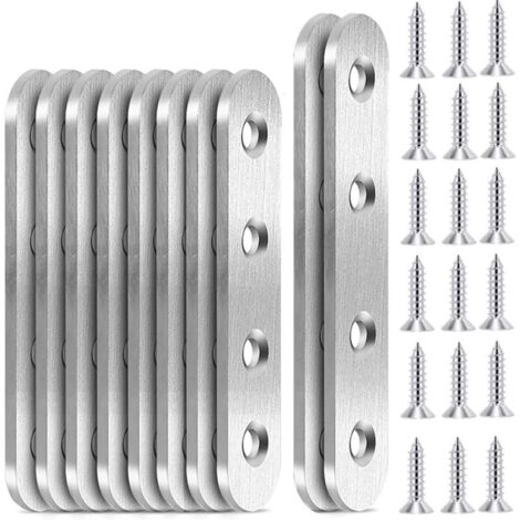 10PCS Fixation Droits Plats Plaques Pattes D'assemblage en Inox Sont Pattes d'assemblage Équerres Plaque de Réparation . 96 x 16 mm. 76 x 16 mm