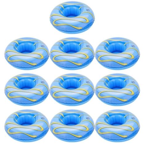 10pcs Flotteurs de Boissons Gonflables Porte-gobelets Flottants pour Piscine Fête d'Eau