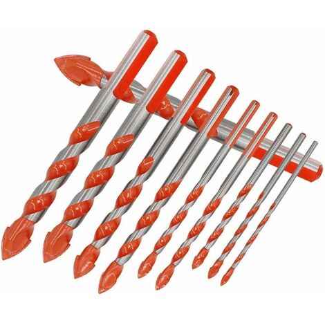 10pcs Foret Multifonctionnel à Poignée De Carbure De Tungstène De Poignée,Forets de Poinçonnage Ultimes,Jeux De Forets en Métal Pour Béton, Brique, Verre-Versailles