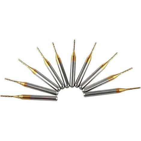 10Pcs Fraise Carbure 1mm, Recouverte de Titane, Fraise Droite CNC, pour le Fraisage des Trous, des Fentes et des Bords sur les Plaques
