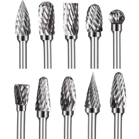 10Pcs Fraises Rotatives en Carbure de Tungstène Burres, XU, Fraise Metal tête de meulage pour outils rotatifs Dremel, Meuleuse et travaux du bois, Gravure, Polissage du métal - KZQ