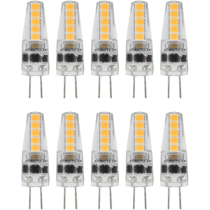 10pcs G4 LED Ampoules 2W Bi Pin Base Dimmable Ampoules pour Lustre Plafonnier Lampe De Table Blanc Chaud 3000K AC 1224V