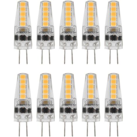 10pcs G4 LED Ampoules 2W Bi Pin Base Dimmable Ampoules pour Lustre Plafonnier Lampe De Table Blanc Chaud 3000K AC 1224V