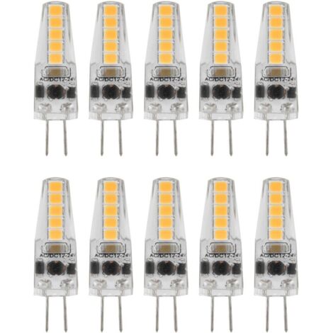 10pcs G4 LED Ampoules 2W Bi Pin Base Dimmable Ampoules pour Lustre Plafonnier Lampe De Table Blanc Chaud 3000K AC 1224V
