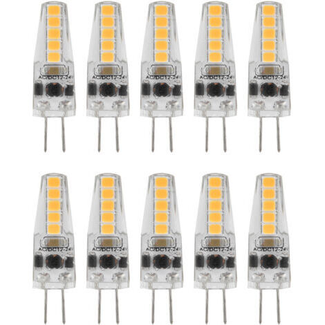 10pcs G4 LED Ampoules 2W Bi Pin Base Dimmable Ampoules pour Lustre Plafonnier Lampe De Table Blanc Chaud 3000K AC 1224V