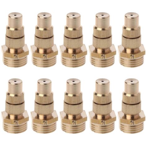10pcs Garden Irrigation Brass Adjustable Spray Misting Nozzles Spray High Atomization Misting Nozzles for Irrigation Tool Multicolor