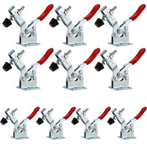 10Pcs GH-201B Pince à Bascule Horizontale, Sauterelle de Serrage, Serre Joint Desserrage Rapide Capacité Déblocage Rapide Tendeurs de Levier de Genoux pour machines, menuiserie 90KG 198lbs