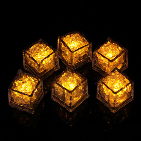 10pcs glaçons lumineux LED pour boissons vin whisky glaçons LED capteur de liquide activé par l'eau rougeoyant (jaune)