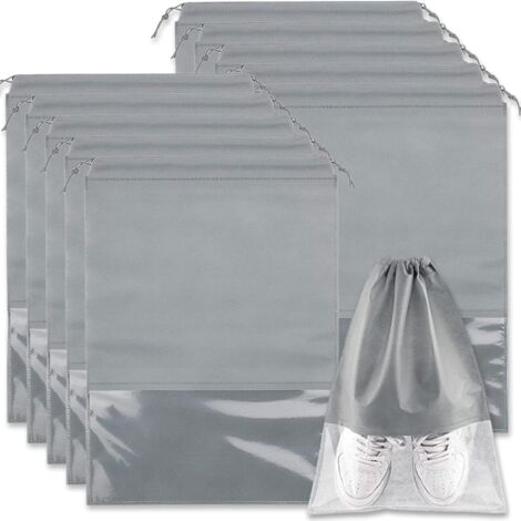 10PCS grand sac de rangement pour chaussures à cordon de voyage portable (gris)
