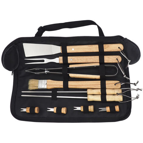 10PCS Grilling Tool Set Stainless Steel with Wood Handle Grill Utensils for Picnic Barbecue