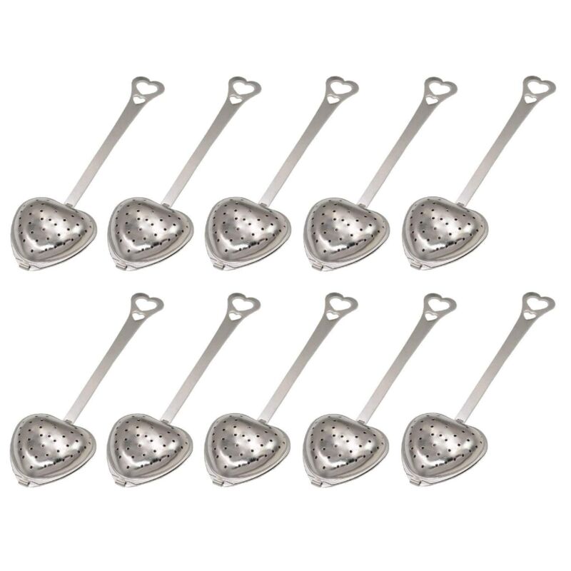 Linghhang - 10pcs Heart Shaped Tea Strainers, Ladle, 304 Stainless Steel Tea Strainers