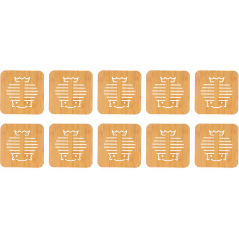 10Pcs Hollow Tablemat Imitation Bamboo Insulation Anti‑Scalding Bowl Cup Mat Kitchen AccessoriesOwl
