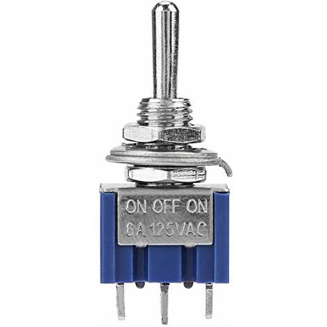 10pcs interrupteur à bascule, Interrupteurs industriels Interrupteurs au pied momentané à 3 positions 3 broches ON-OFF-ON 6A 125VAC DPDT Flick métal capuchon étanche bouton