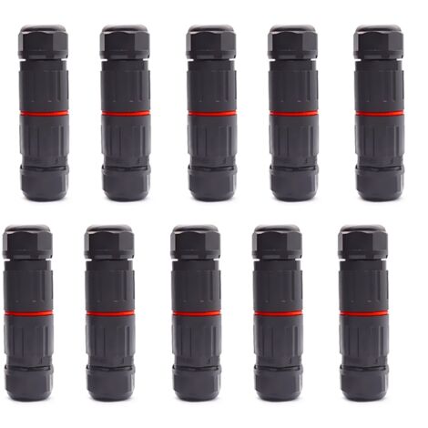 10PCS IP68 Waterproof Electrical Cable Connector, Female 3 Pin Waterproof Connectors Outdoor Power Socket Waterproof Wire Connector Fitting