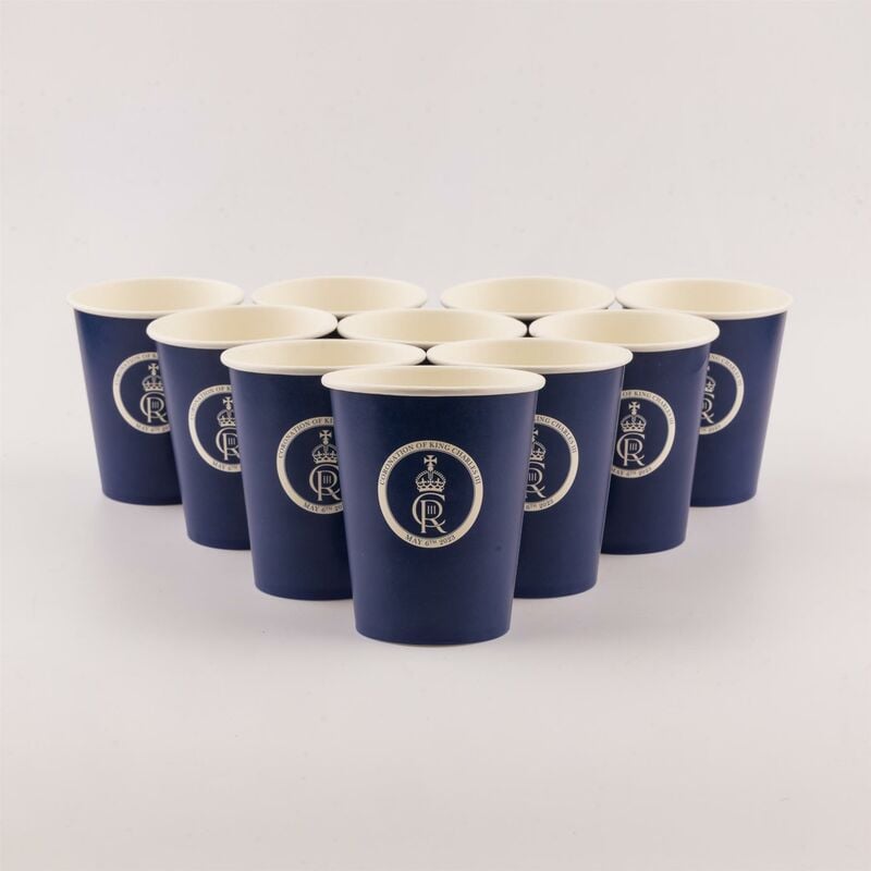 10pcs King Charles iii Blue Paper Cups 9oz King's Coronation Tableware