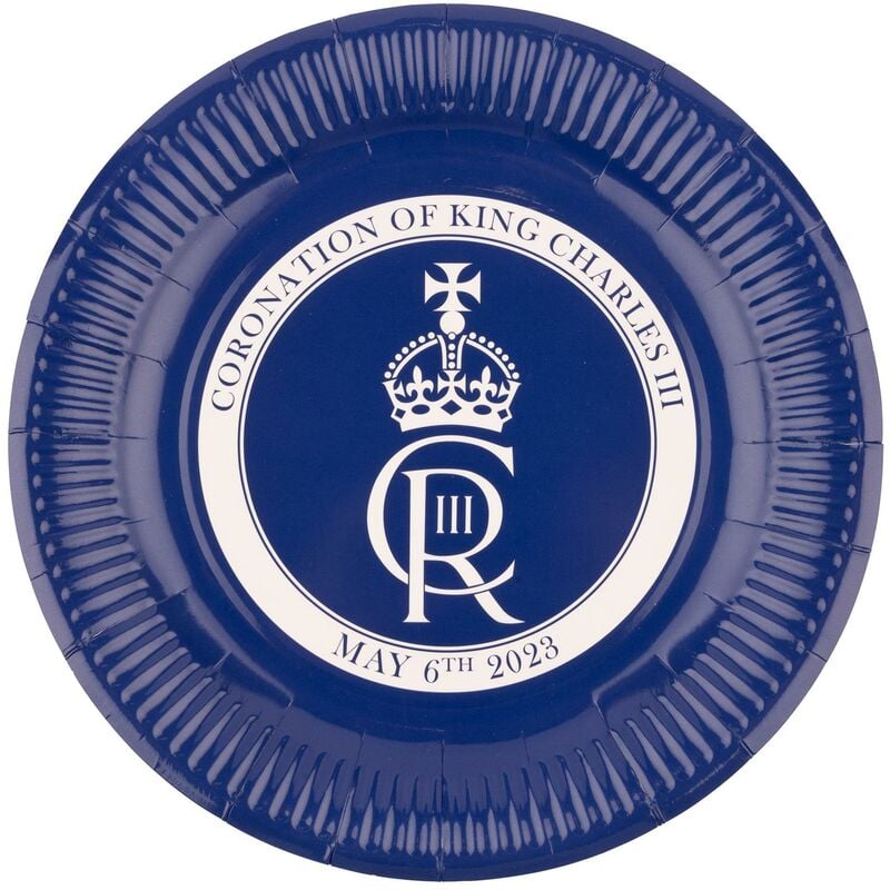 10pcs King Charles III Blue Paper Plates King's Coronation Tableware