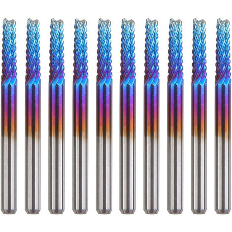 10Pcs Kit de PCB Fraise Rotatives de Nano Bleu Tige 3MM Ensemble de Gravure en Bout Carbure de Tungstène pour CNC Fraises Bavures Tool Avec Étui de Rangement