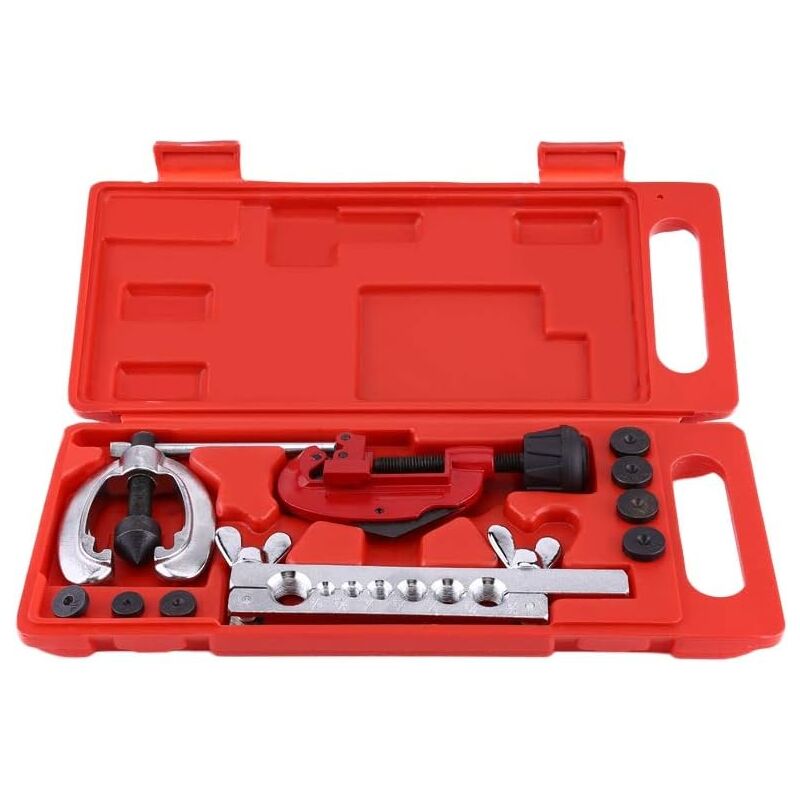 10PCS Kit d'évasement de tuyau, Outils de Tuyau de Frein avec Cintreuse Tuyau Cuivre Outil Ensemble d'outils de Cintrage de Coupe kit