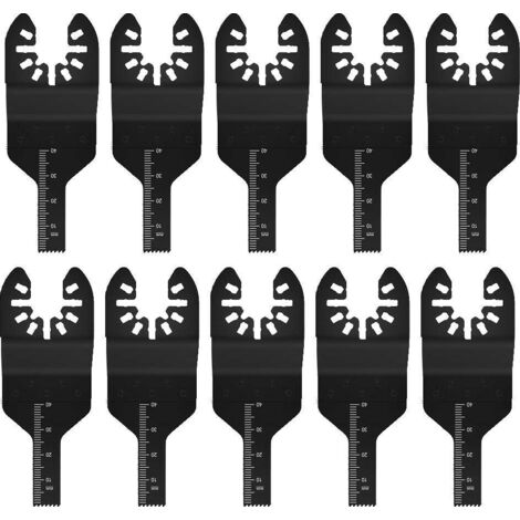 10Pcs Lames de Scie Oscillantes, Outil Multifonction À Dégagement Rapide Lames Métalliques Universelles Remplacement Peinture Électrique Cloison Sèche Bois Plastique(10mm)