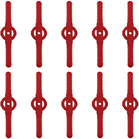 10pcs Lawn Mower Blades, Garden Mower Accessories, Plastic Replacement Blades, Garden Tools, Small Hole 5mm, for Garden Lawn Mowers, Cordless Grass Trimmers (Red)