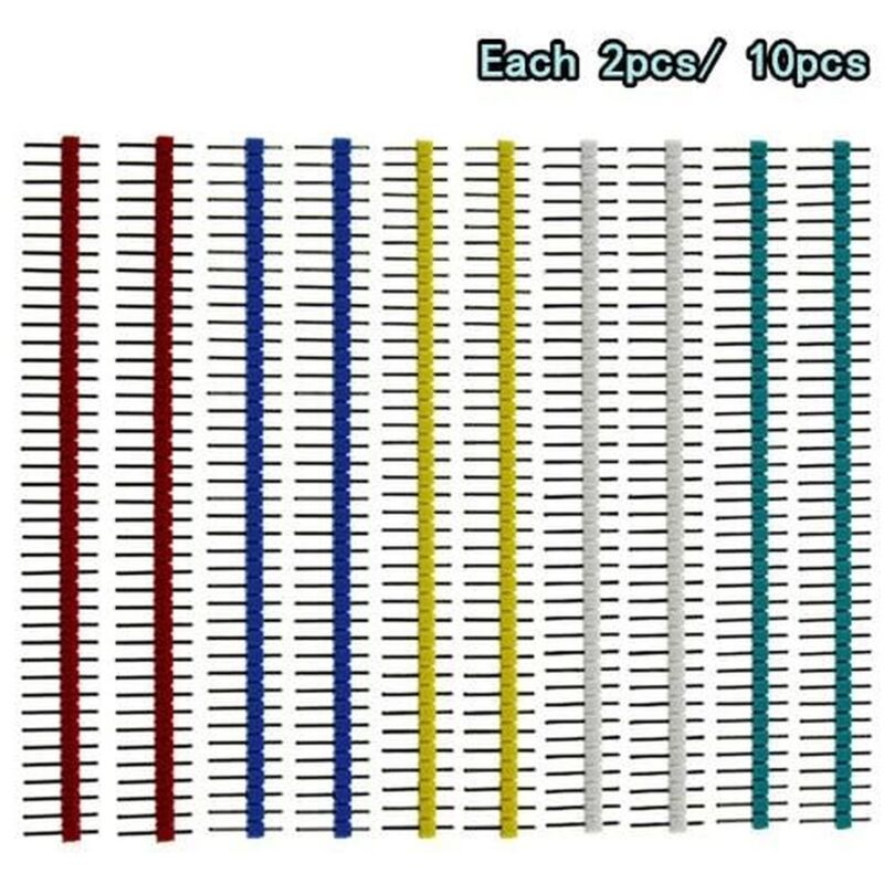 10pcs-m-multicolor - Bande De Connecteur Jst Pour Arduino, 40 Broches 1x40, Une Rangée Mâle Et Femelle 2.54,