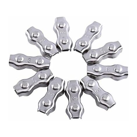 10Pcs M3 Duplex Clips Serre-câbles en Acier Inoxydable pour Filin Cable Inox