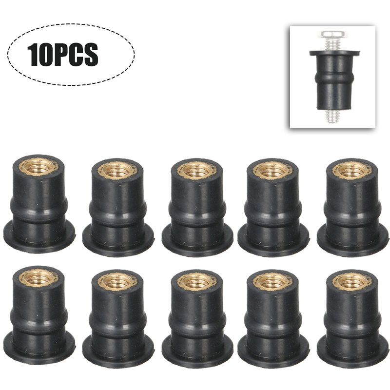 10PCS M5 Gummimuttern, 5MM metrische Motorrad Windschutzscheibe gut Muttern Messing Muttern | 00805444994782
