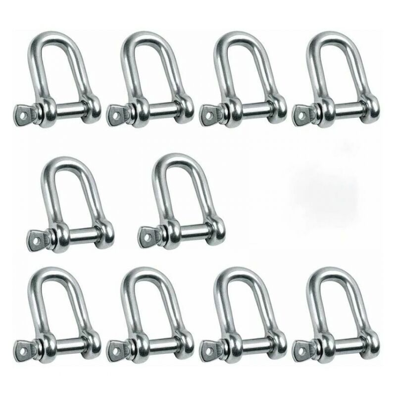 Cyslmuk - 10pcs M5 stainless steel shackle stainless steel straight strap horseshoe buckle quick release bag buckle