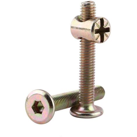 10pcs M6 Vis Boulon Fixation En Acier Au Carbone Avec Écrou À Barrel Fixation Connecteur Meuble Écrou(60mm)