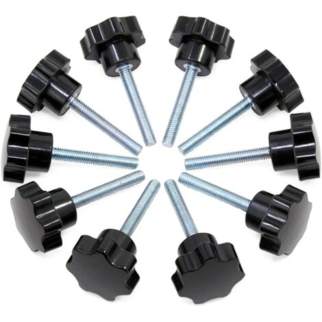 10pcs M6x40 fil de serrage bouton noir en plastique bouton en forme d'étoile vis sur le bouton pour la machine-outil