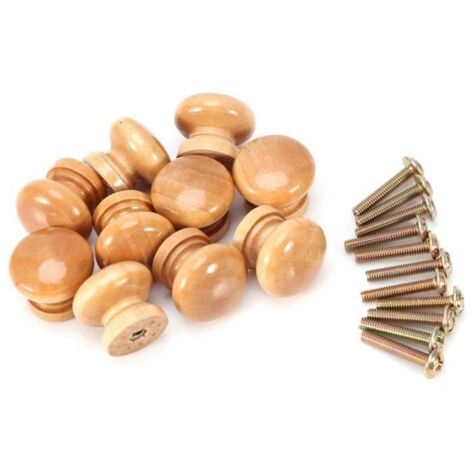 10pcs meubles en bois naturel tirer poignée armoire de cuisine tiroir armoire porte bouton (S 24mm)
