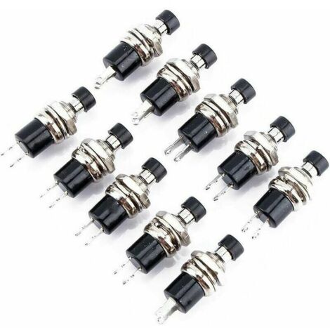 10Pcs Mini Interrupt Bouton-Poussoir Commutat Momentané Automobile On/Off Commutat Noir